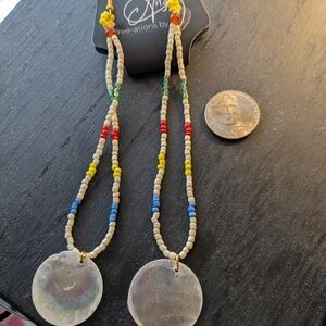 Hudson Bay Inspired Native American Beaded Earrings With Capiz Shells